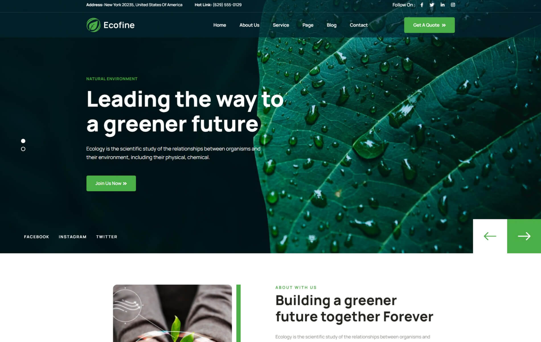 Ecofine - Ecology & Environment WordPress Theme