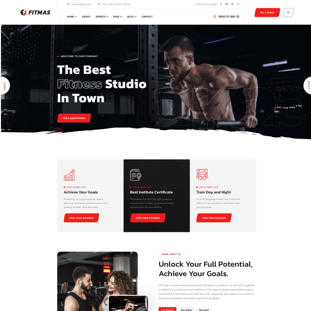 Fitmas - Gym & Fitness Center WordPress Theme